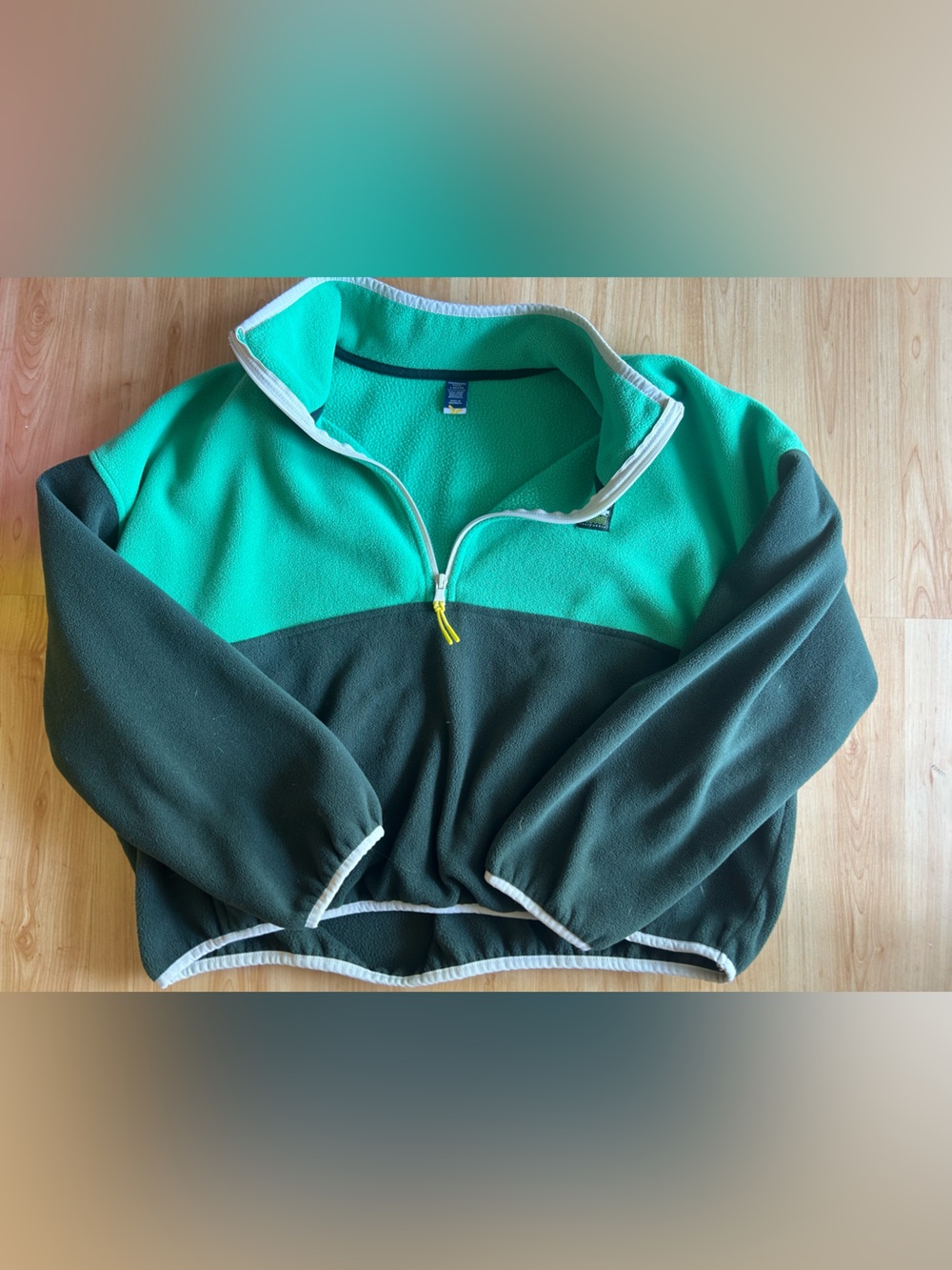 Old Navy Women's Half-Zip Fleece Pullover - Teal and Dark Green